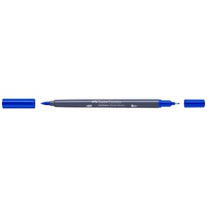 Faber-Castell Goldfaber Sketch Marker Helioblau Rötlich mit Pinsel- und Finelinerspitze.