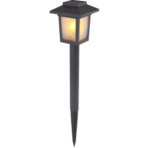 3er-Set Globo LED-Solarspieß Fackel, schwarz, 37cm hoch. Solar-Wegeleuchte mit Flammeneffekt.