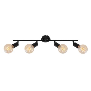 Plafonnier noir Briloner 4 spots Pearl avec quatre douilles E27.