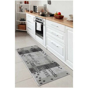 Tapis de couloir gris Andiamo Arizona en polypropylène (50x150 cm) dans une cuisine.
