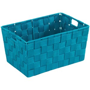Cesto da bagno rettangolare Adria S color petrolio, 30x20 cm, in treccia PP.