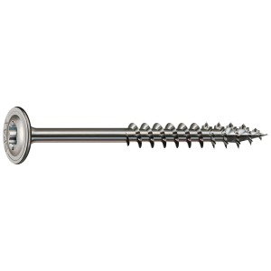 Vite a testa larga Spax 8x140 mm in acciaio inox A2, ideale per strutture in legno esterne.