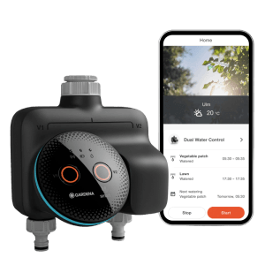 Computer per irrigazione Gardena Smart Dual Water Control con controllo app.