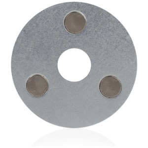 Fixation magnétique Smartwares pour détecteurs de fumée, Ø 6 cm, plaque magnétique argentée avec trois aimants.