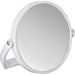 Specchio cosmetico bianco Wenko Noale con ingrandimento 5x e supporto.