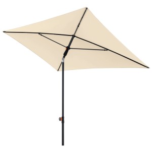 Rechteckiger Doppler Sonnenschirm Myzone 190x125 cm in Natur-Anthrazit. Neigbarer Balkonschirm mit Stahlmast.