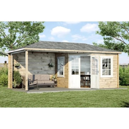 Alpholz Holz-Gartenhaus Walmdach Unbehandelt 578 cm x 272 cm