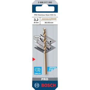 Punta elicoidale Bosch Pro Stainless Steel, 3,2 mm, per lavorazione metalli.