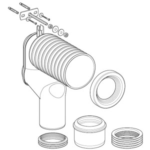 Coude d'évacuation Vario Laufen pour WC au sol Moderna, sortie verticale, fixation incluse.