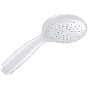 Pommeau de douche blanc Diaqua Sabik One PCR avec un jet et raccord 1/2 pouce.