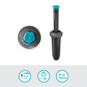 Arroseur escamotable Gardena SD80 pour pelouses jusqu'à 80 m², partie du système d'arrosage.