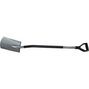 Vanga Ergonomic Round Fiskars, vanga da giardino con manico a D e lama in acciaio al boro per scavare senza affaticare la schiena.