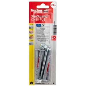 Fischer tassello a gambo lungo DuoXpand FUS K, 10x80 mm, 4 pezzi in un set.