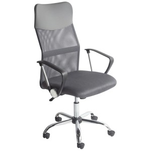Sedia da ufficio di design Beliani grigia con braccioli e poggiatesta. Sedia girevole ergonomica per ufficio.