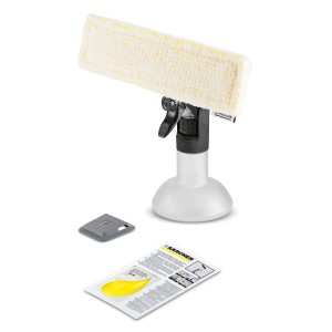 Kit pulvérisateur Premium Kärcher pour appareils de nettoyage : pulvérisateur avec housse et grattoir.