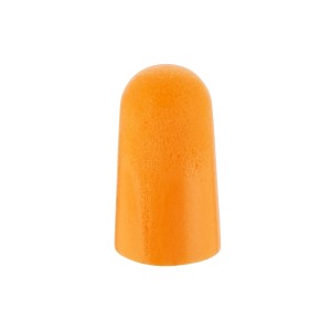 Gros plan d'un bouchon d'oreille en mousse orange 3M 1100.