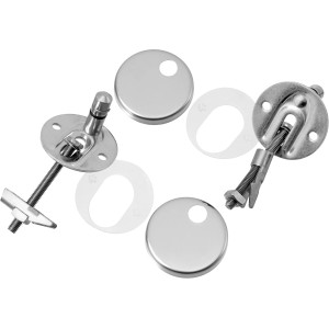 Set cerniere sedile WC cromate in acciaio inox per il fissaggio del sedile.