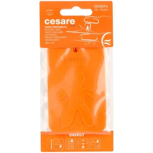 Mr. & Mrs. Lufterfrischer Scented Card Energy in Orange, Auto-Duftkarte mit Herren-Figur.