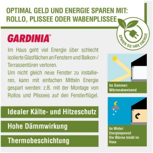Informations produit pour le store enrouleur thermique Gardinia EasyFix, 45x150 cm, blanc, pour une protection optimale contre le froid et la chaleur.