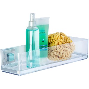 Wenko Vacuum-Loc® Maxi étagère Quadro inox avec gel douche et éponge.