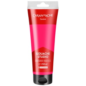 Tube de gouache Caran d'Ache violet fluo, 250 ml, pour l'école et les loisirs.