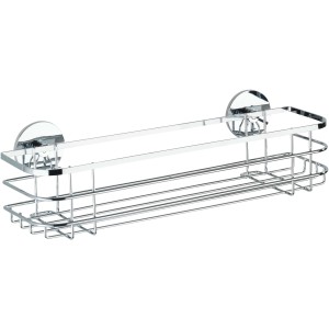 Étagère de douche Wenko Turbo-Loc Maxi, en acier inoxydable brillant, fixation murale sans perçage.