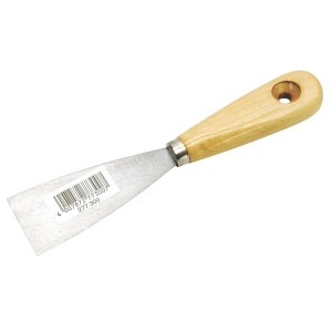 Couteau à enduire 40 mm avec manche en bois et lame en acier pour réparations.