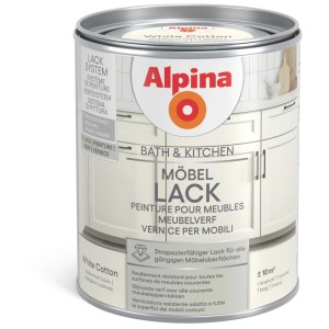 Alpina peinture pour meubles Bath & Kitchen White Cotton, pot. Peinture pour meubles et cuisines.