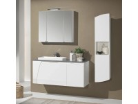 Hochschrank Soft lackiert Weiss-Grau (HxBxT) 140 x 30 x 27 cm