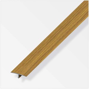 Profilé de recouvrement de joint de dilatation en aluminium aspect chêne, longueur 100 cm.