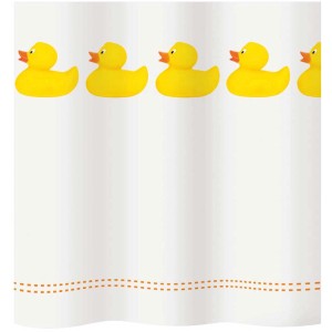 Tenda doccia Diaqua Duckie, bianca con anatre gialle, 120x200 cm. Protezione tessile per doccia e vasca da bagno.