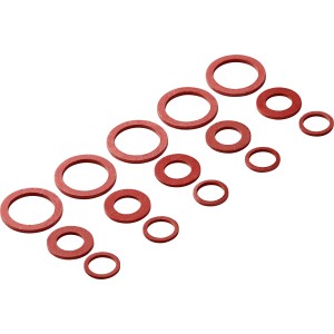 Kit de joints en fibre pour robinetterie, 15 joints d'étanchéité rouges de différentes tailles pour plomberie et chauffage.