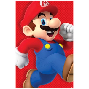 Maxiposter mit Super Mario im Laufschritt, 61x91,5 cm. Wandposter für Kinderzimmer.