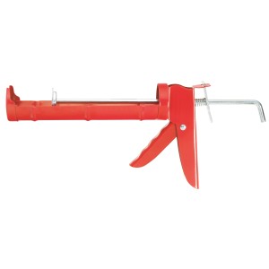 Pistola per cartucce rossa in acciaio per utensili per cartucce da 310 ml con gancio a scaletta.