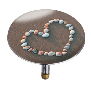 Wenko bonde de baignoire Pluggy XXL Shell Heart, bonde de vidange avec cœur de coquillages.