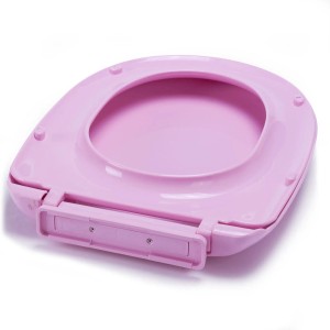 Sedile WC MSV in plastica rosa con chiusura ammortizzata, 45,5x34x6 cm.