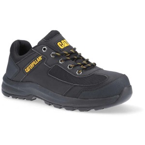 Chaussure de sécurité noire Cat Elmore S1P, chaussure de travail sans cuir avec semelle intérieure rembourrée.