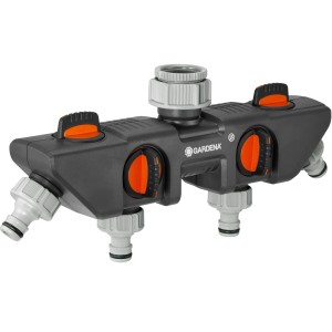 Distributore a 4 vie Gardena per fino a 4 dispositivi, regolabile in continuo.