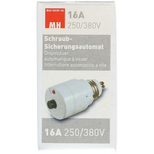 Interruttore automatico a vite 16A, 250/380V per protezione linea in confezione bianca.