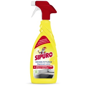 Sipuro dégraissant cuisine en flacon pulvérisateur jaune avec embout rouge, 650 ml.
