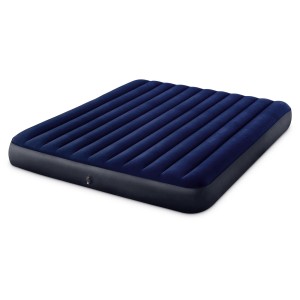 Matelas gonflable bleu Intex Classic Downy, structure Dura-Beam, pour camping ou invités.