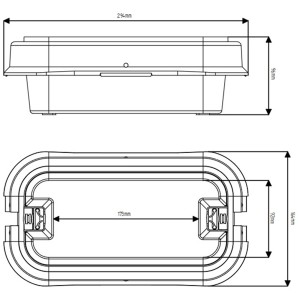 Dessin technique de la boîte de câble verte IP55, taille M, avec dimensions.