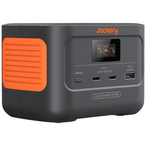 Jackery Powerstation Explorer 100 Plus: Accumulatore portatile con display e porte.