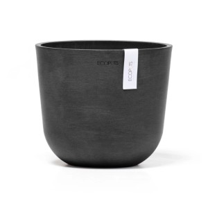 Pot de fleurs Ecopots Oslo Mini, gris foncé, 19x16,5cm. Design scandinave pour intérieur et extérieur.