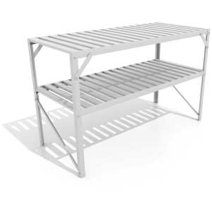 Tavolo in alluminio Vitavia con 2 ripiani per serra, 76x54x121 cm.