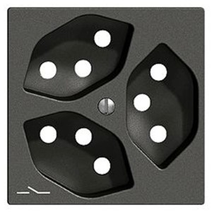 Placca frontale Feller EdizioDue con 3 prese T13, nero, per interruttori.