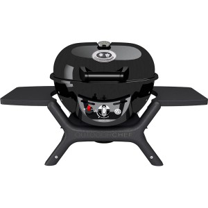 Outdoorchef Minichef 420 G grill a gas, Ø 39,5 cm, nero, con ripiani laterali. Barbecue compatto per balcone e campeggio.