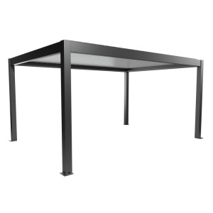 Pergola Biohort 5x3,5m in grigio scuro e bianco, una moderna copertura per terrazzi.