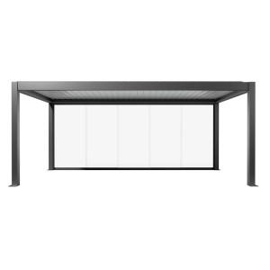 Parete scorrevole in vetro Biohort vetro trasparente 6 m, grigio scuro metallizzato, per copertura terrazza.