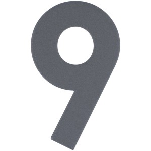 Numéro de maison Alpertec n° 9, acier inoxydable, anthracite, pour montage mural.